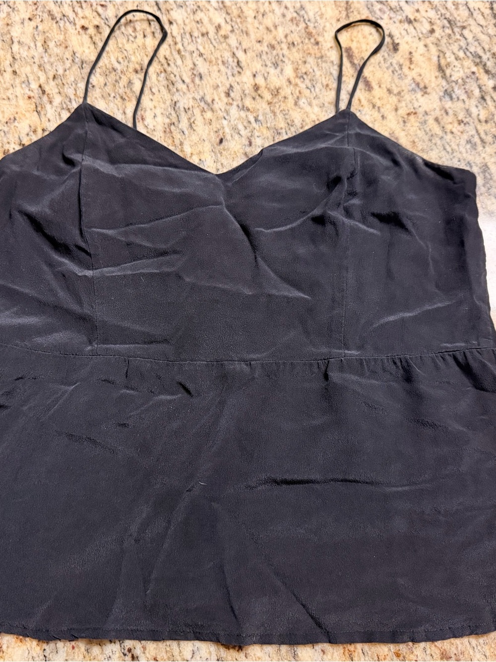 Bella Luxx Black V-Neck Satin Spaghetti Strap Cami